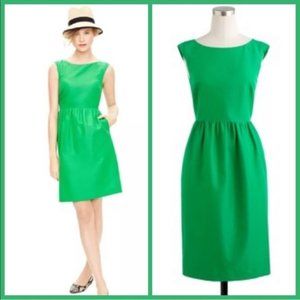 J. Crew - Women's Silk Cotton Faille Sheath Dress in Kelly Green with Pockets